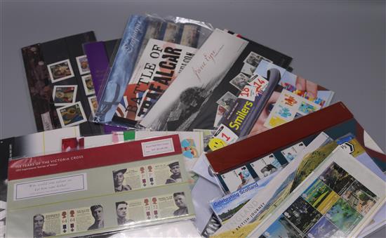 STAMPS, inc 86 Presentation Packs (mainly 2000s), FDC in 4 albums, 2 H.V. Packs & small Q cigarette cards